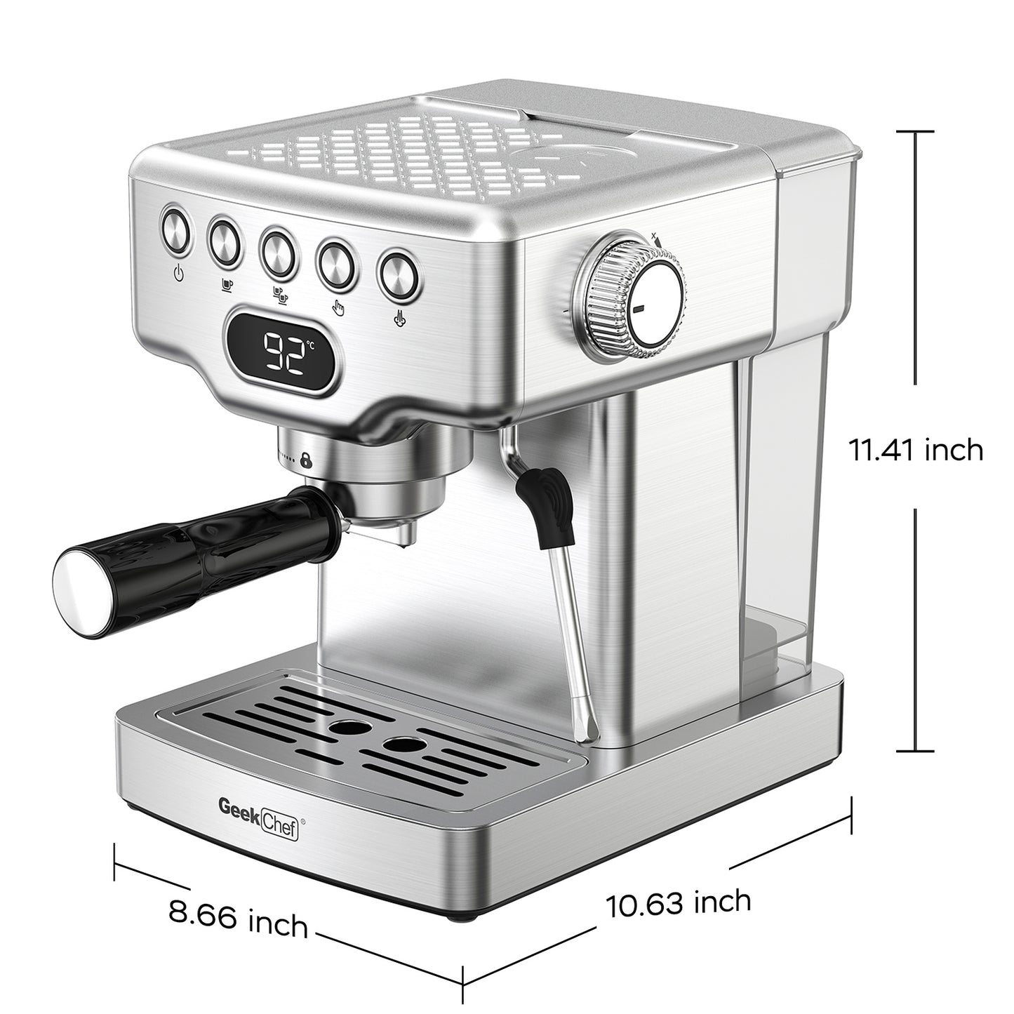 Macchina per caffè espresso Geek Chef, macchina per caffè espresso da 20 bar con montalatte per latte, cappuccino, macchiato, per macchina per caffè espresso domestica, serbatoio dell'acqua da 1,8 l, acciaio inossidabile, divieto su Amazon