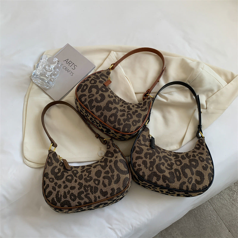 Retro Leopard Print Small Bag Women Fashion Texture One Shoulder