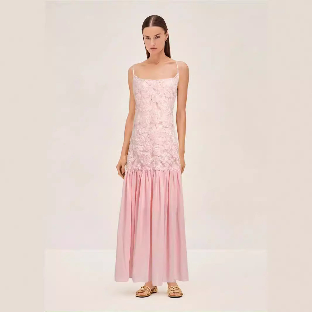 Rose Chiffon Patchwork Dress