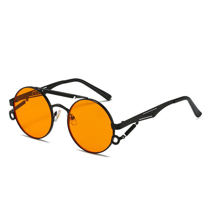 Men's And Women's Fashion Retro Spring-legged Double-beam Metal Glasses