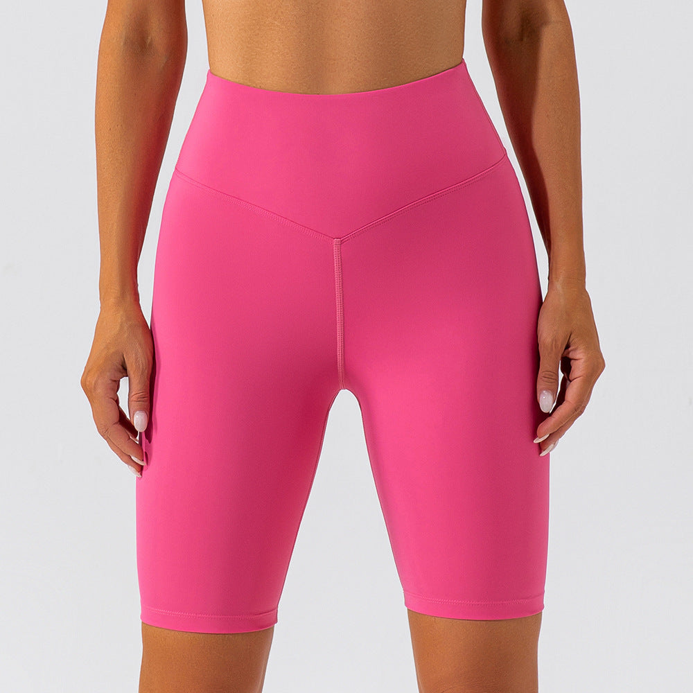 Running Sports Top da donna, asciugatura rapida, colore nudo, a maniche corte, maglietta fitness