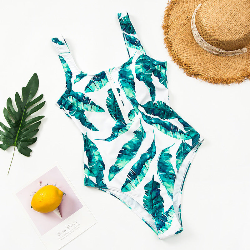 Women's Printed Zip One Piece Bikini