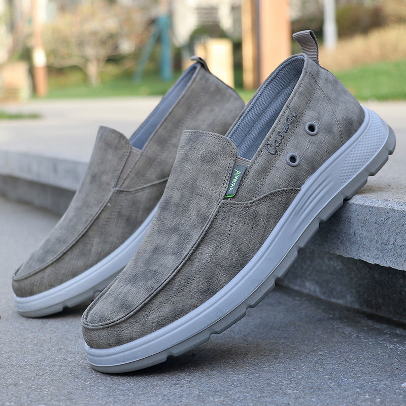 Breathable Comfortable Soft Bottom Men's Cloth Shoes Slip-on