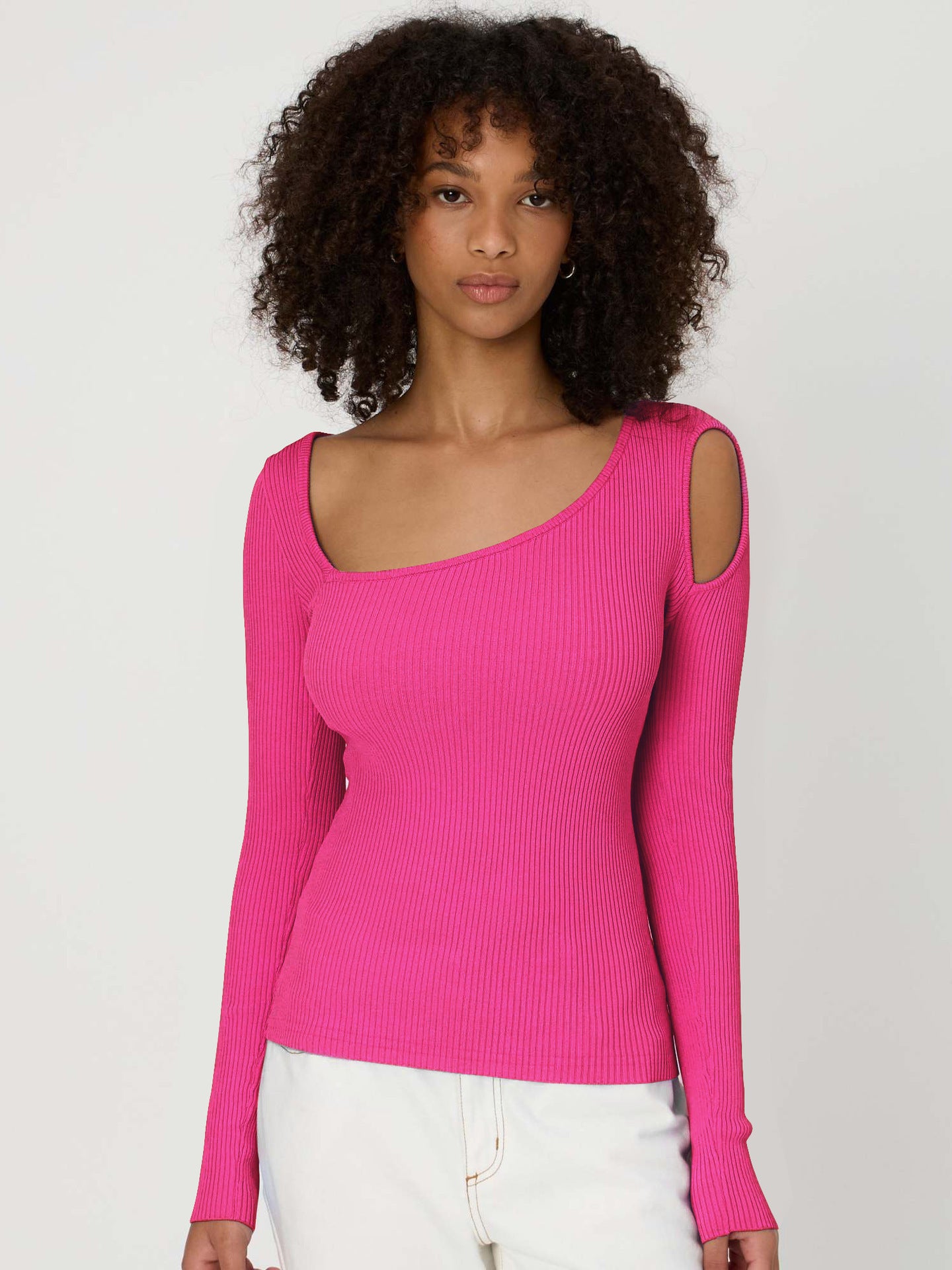 Versatile Long Sleeve Slim-fit Solid Color Top