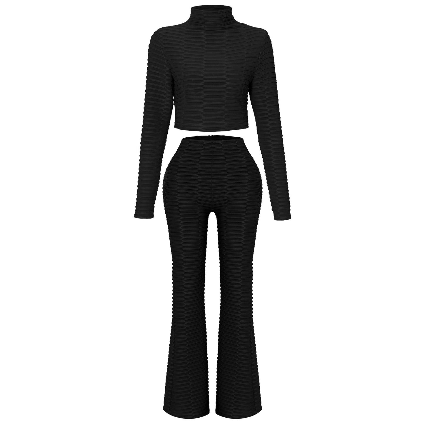 Women's Fashion Casual Suits Short Tops Slim Fit Flared Pants