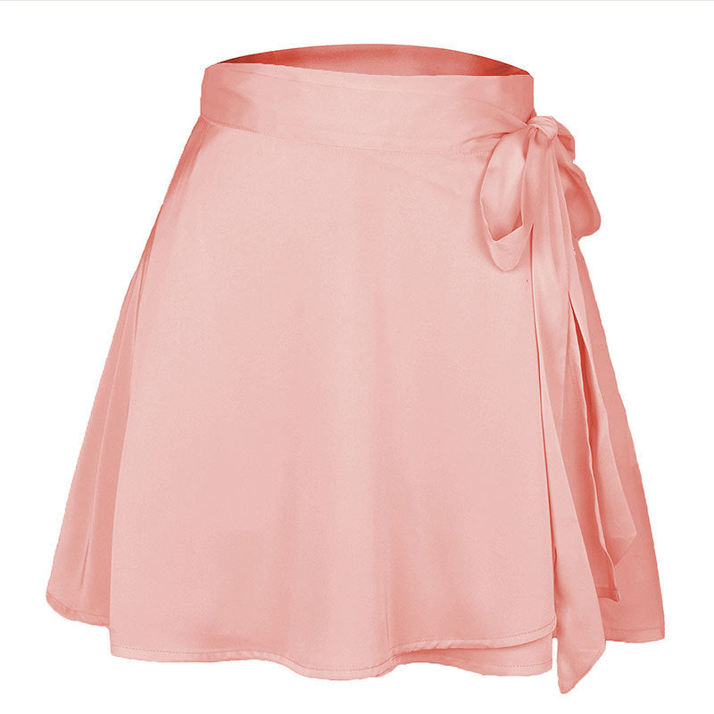 Hip-packed Solid Color Skirt Female Fashion Chiffon Satin High Waist A-Line Short Skirt