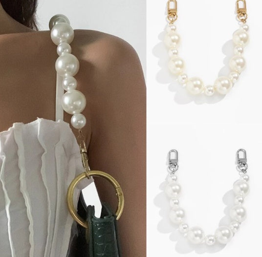 Fashion Simple Size Mixed Beads Imitation Pearl Bag Chain