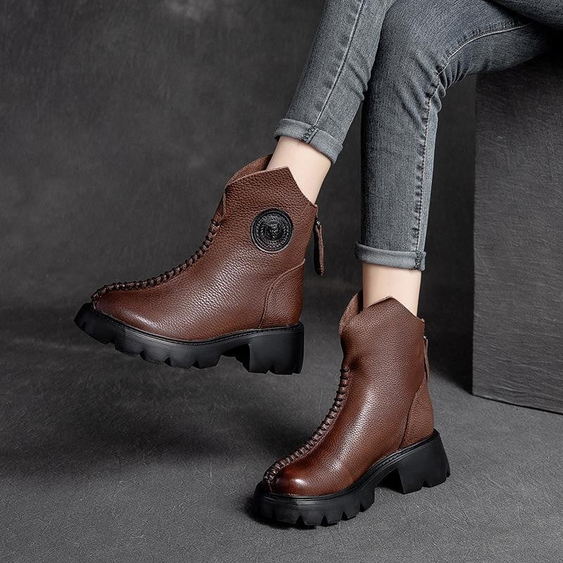 Single Boot Retro Knight Boots Thick-soled Thick Heel Simple Martin Boots