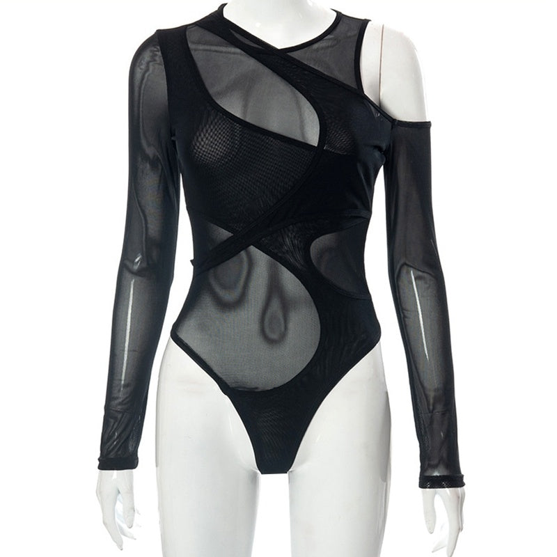 Mesh Perspective Tight Long Sleeve Bodysuit