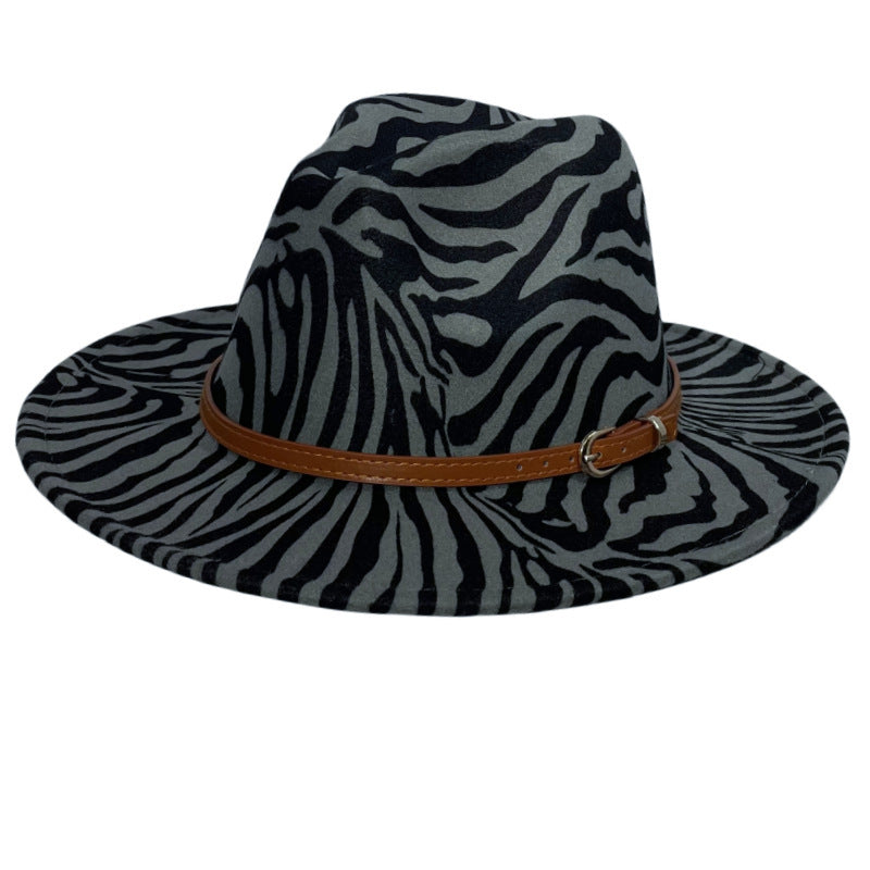 Girls Zebra Prints Sun Protection Fedora Fur Felt Hat