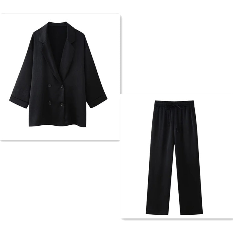 Ruffled Suit Jacket Casual Trousers Suit