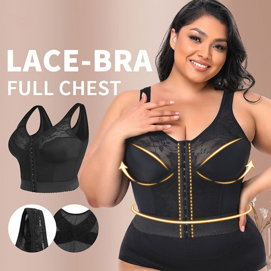 Lace Wireless Body Shaping Underwear Front Row Buttons Bra