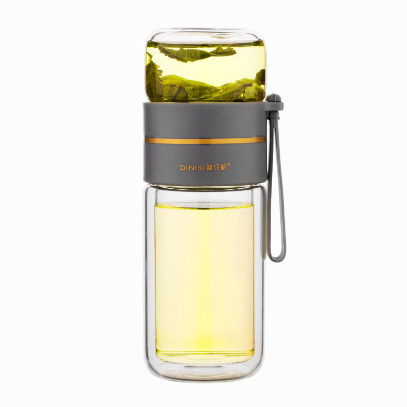 Glaswasserflasche mit Tee Infuser Filter Tee -Trennung Doppelwandglasflasche Leckdosen Wasserflasche