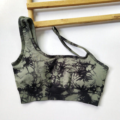 Tuta fitness senza cuciture, reggiseno sportivo tie-dye con sollevamento fianchi a vita alta, pantaloncini da corsa