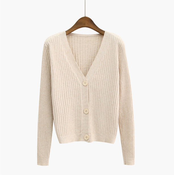 V-neck knitted cardigan jacket