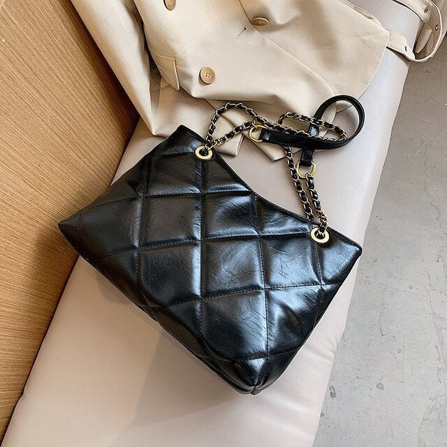 Oversized Shoulder Chain Bag Synthetic Leather Handbag