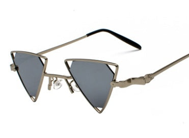 new sunglasses punk wind triangle hollow sunglasses glasses Europe and the United States personality metal sunglasses