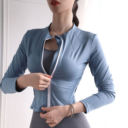 Tight elastic breathable cardigan training running quick-drying yoga clothes jacket