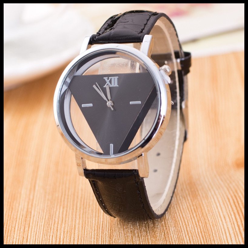 Triangle watch personality stylish double-sided hollow quartz watch