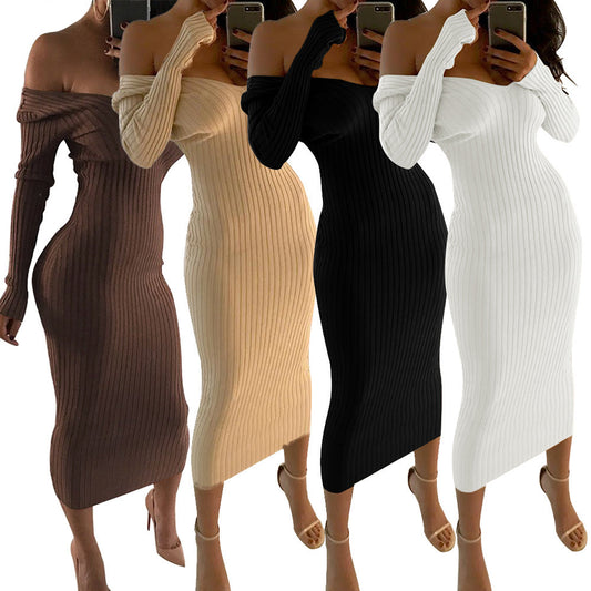 Big V-neck long sleeve dress