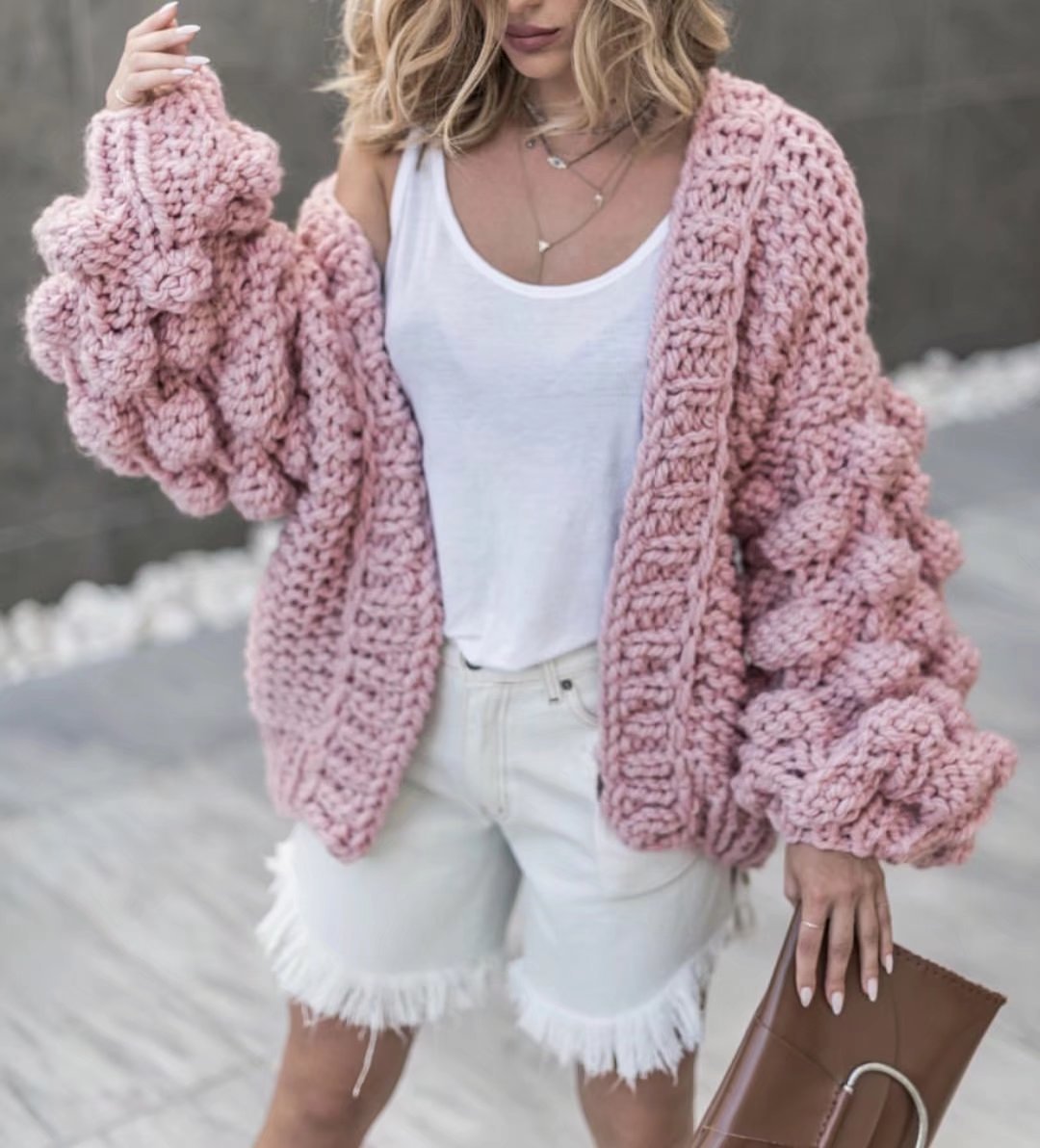 Lantern sleeve sweater coat