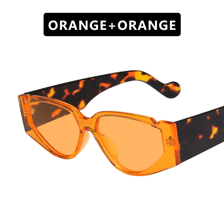 Triangle notch sunglasses with pattern temples