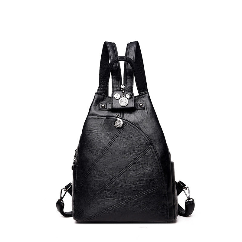 Soft leather anti-theft backpack