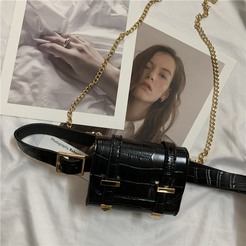 Fashion Trend Belt With Chain Outside Pocket