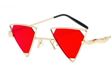 new sunglasses punk wind triangle hollow sunglasses glasses Europe and the United States personality metal sunglasses