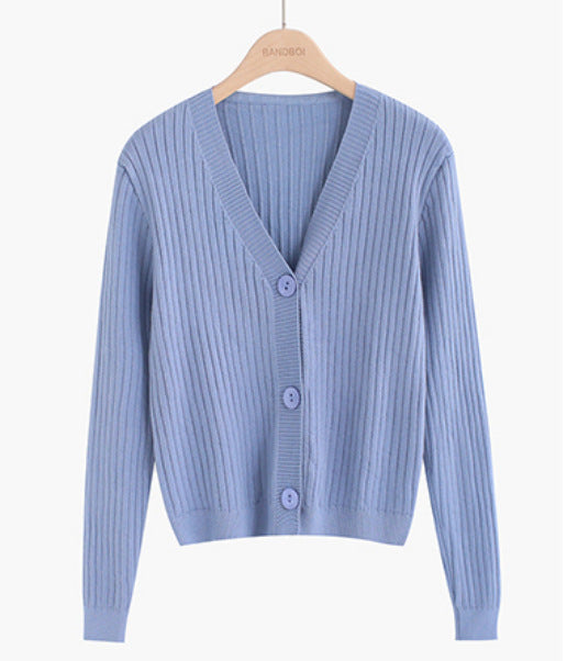 V-neck knitted cardigan jacket