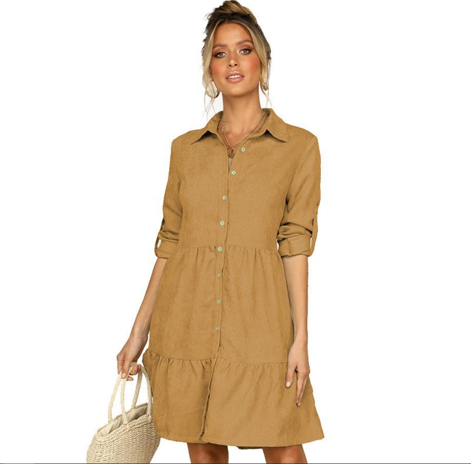 Single-breasted shirt women dress