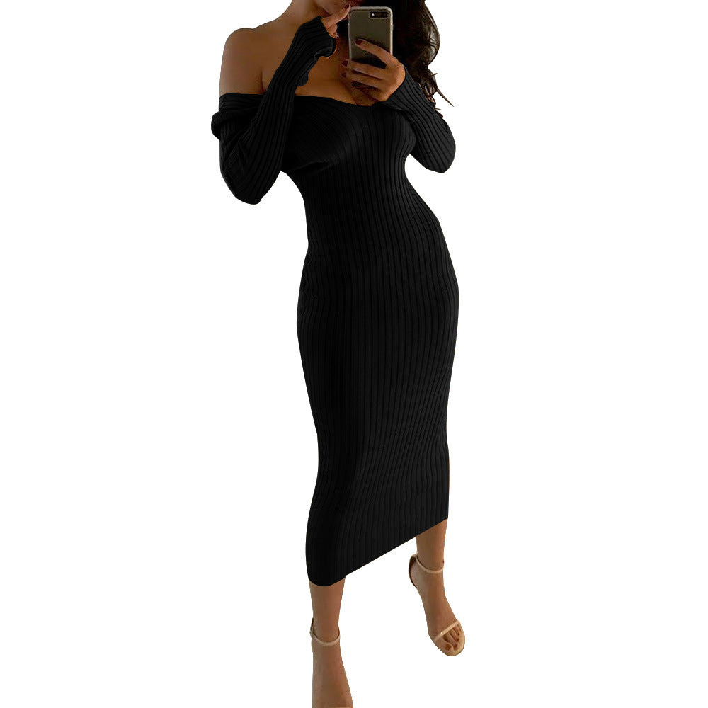 Big V-neck long sleeve dress