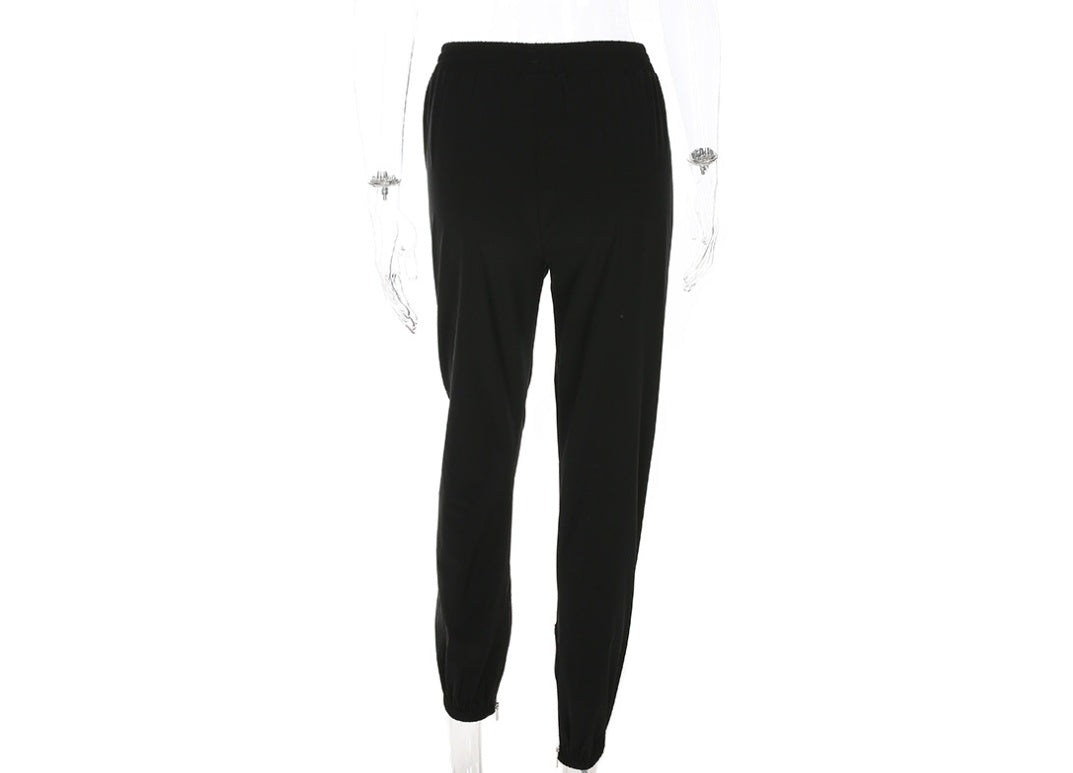 Women's new high waist zipper stitching loose casual pants female harem pants