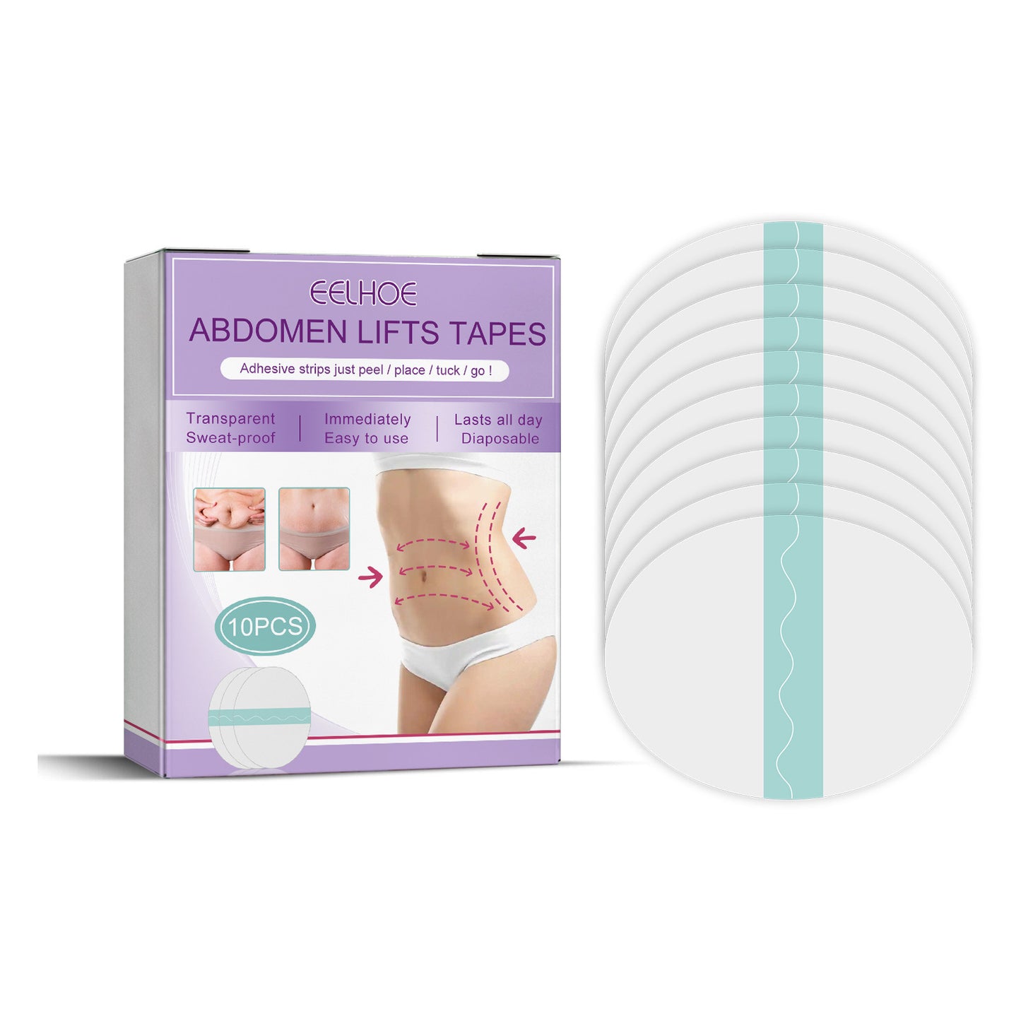 Eelhoe Abdomen Lifting Tapes Belly Pad Antirughe Rimozione Cura della pelle Facile da usare