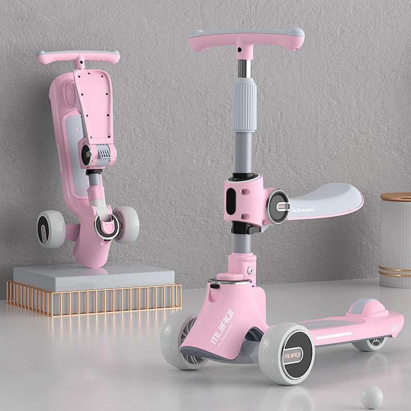 Le scooter trois en un pour enfants peut s'asseoir et glisser