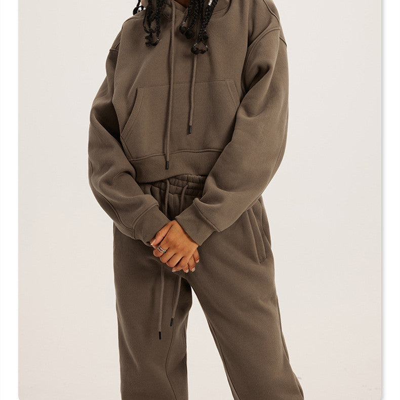 New Hooded Long Sleeved Hoodie Two-piece Set For Women