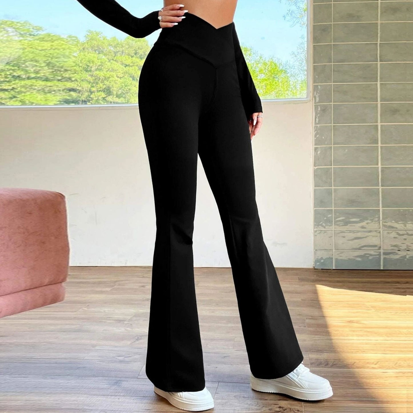 Cross Waist Thin Yoga Pants High Waist American Micro Pull Mop Casual Sports Trousers