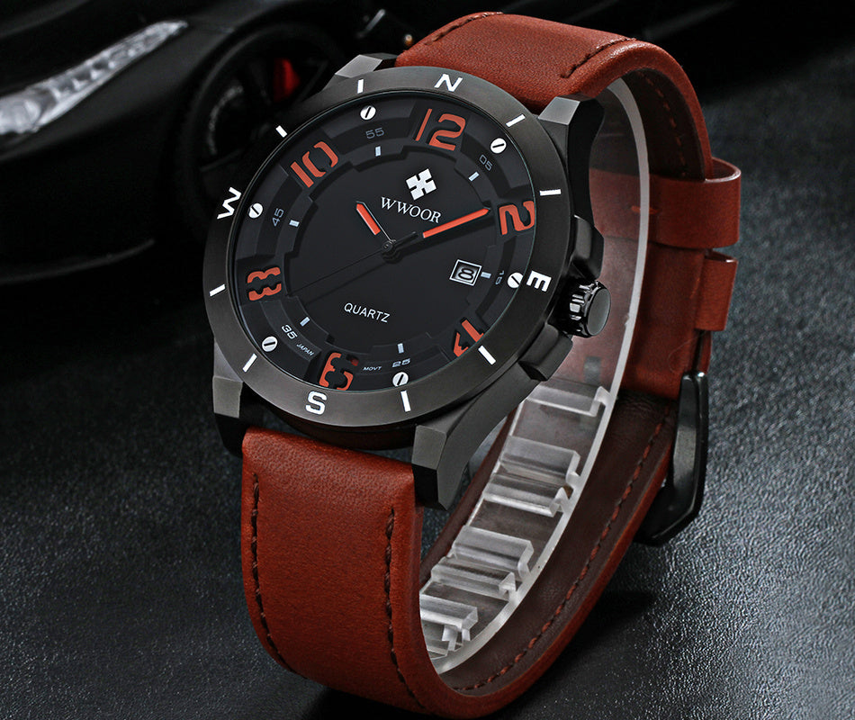 Matte Black Case Calendar Waterproof Quartz Watch