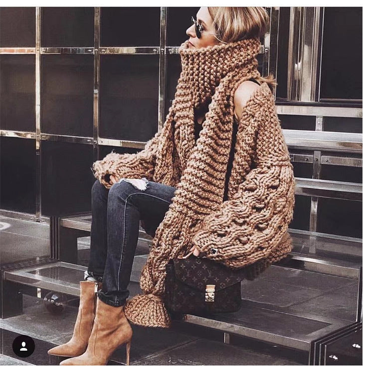 Lantern sleeve sweater coat