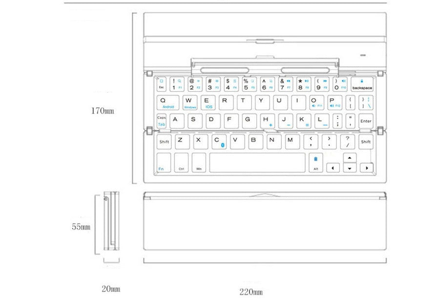 Falten Sie die ultradünne Bluetooth-Tastatur