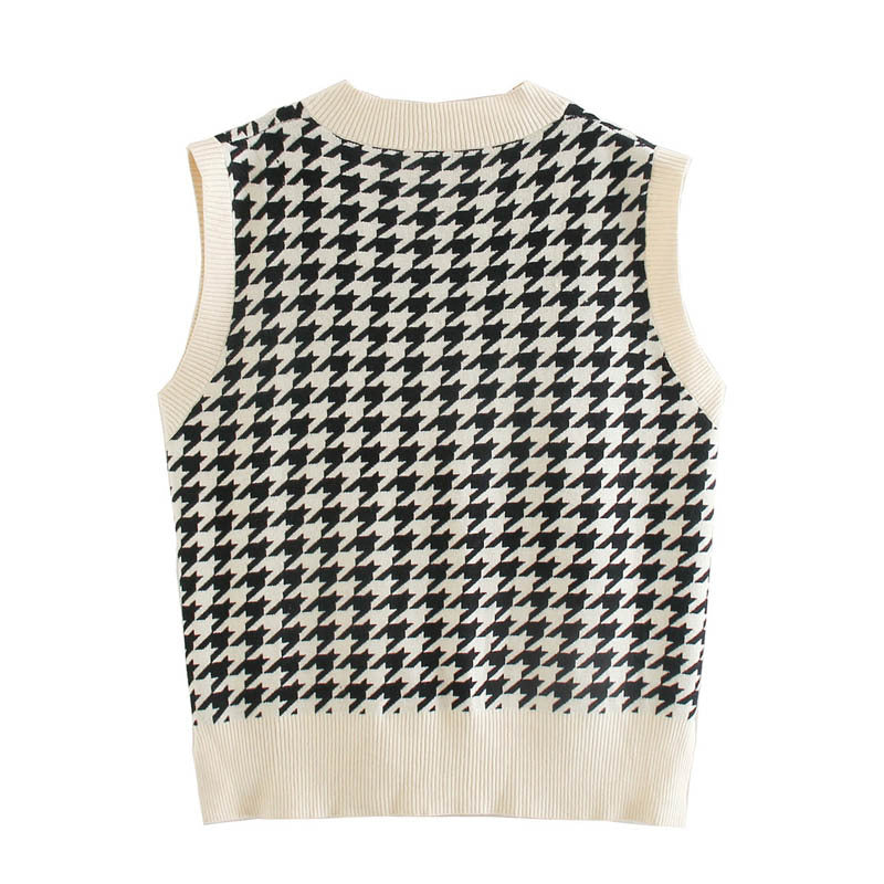 Houndstooth sleeveless vest