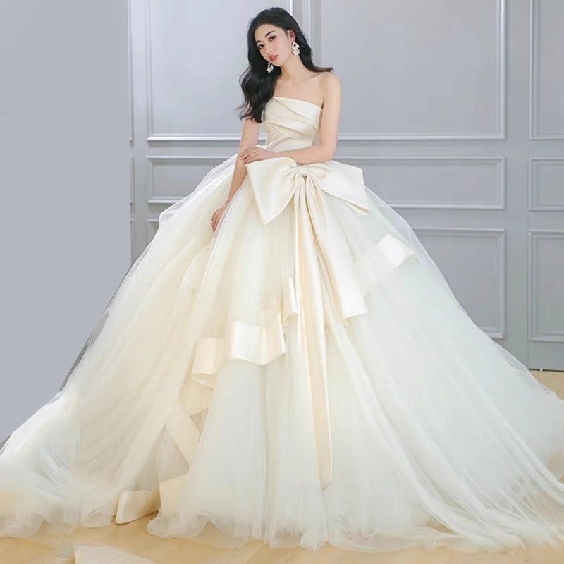 Small Mori Style French Main Wedding Dress Big Bow