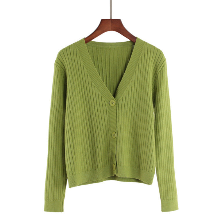 V-neck knitted cardigan jacket