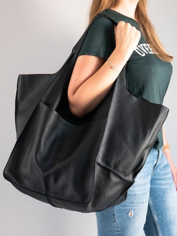 Soft Leather Large Capacity One-shoulder Tote Bag