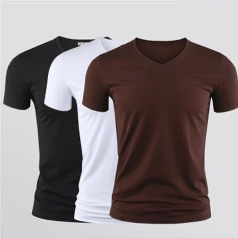 Solid Color Round Neck Slim Half Sleeve t-Shirt