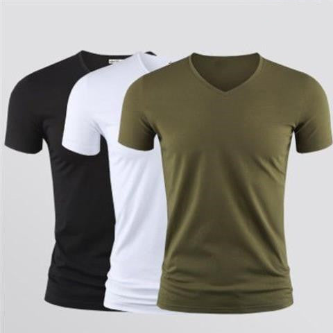 Solid Color Round Neck Slim Half Sleeve t-Shirt