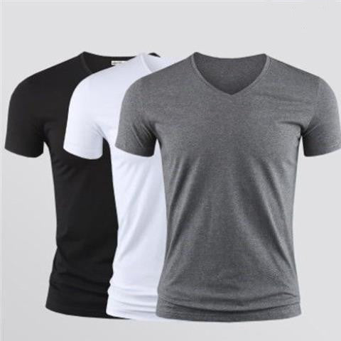 Solid Color Round Neck Slim Half Sleeve t-Shirt