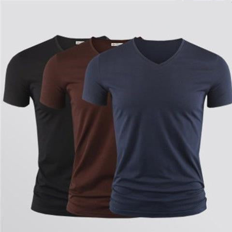 Solid Color Round Neck Slim Half Sleeve t-Shirt