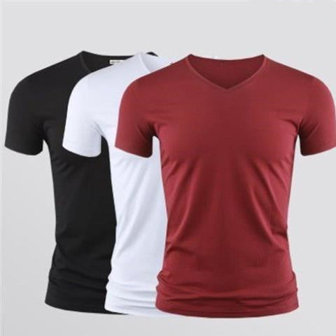 Solid Color Round Neck Slim Half Sleeve t-Shirt