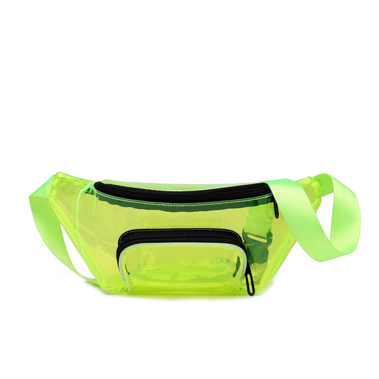 Trendy Fluorescent Pvc Transparent Running Waist Bag Personality Ins Net Red Chest Bag Messenger Chest Bag